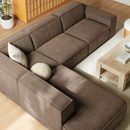 Restore 4-Piece Performance Fabric Upholstered Modular L-Shaped Sofa in Mocha