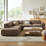 Atlas 4-Piece Performance Fabric Upholstered Modular L-Shaped Sofa in Mocha