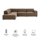 Atlas 4-Piece Performance Fabric Upholstered Modular L-Shaped Sofa in Mocha