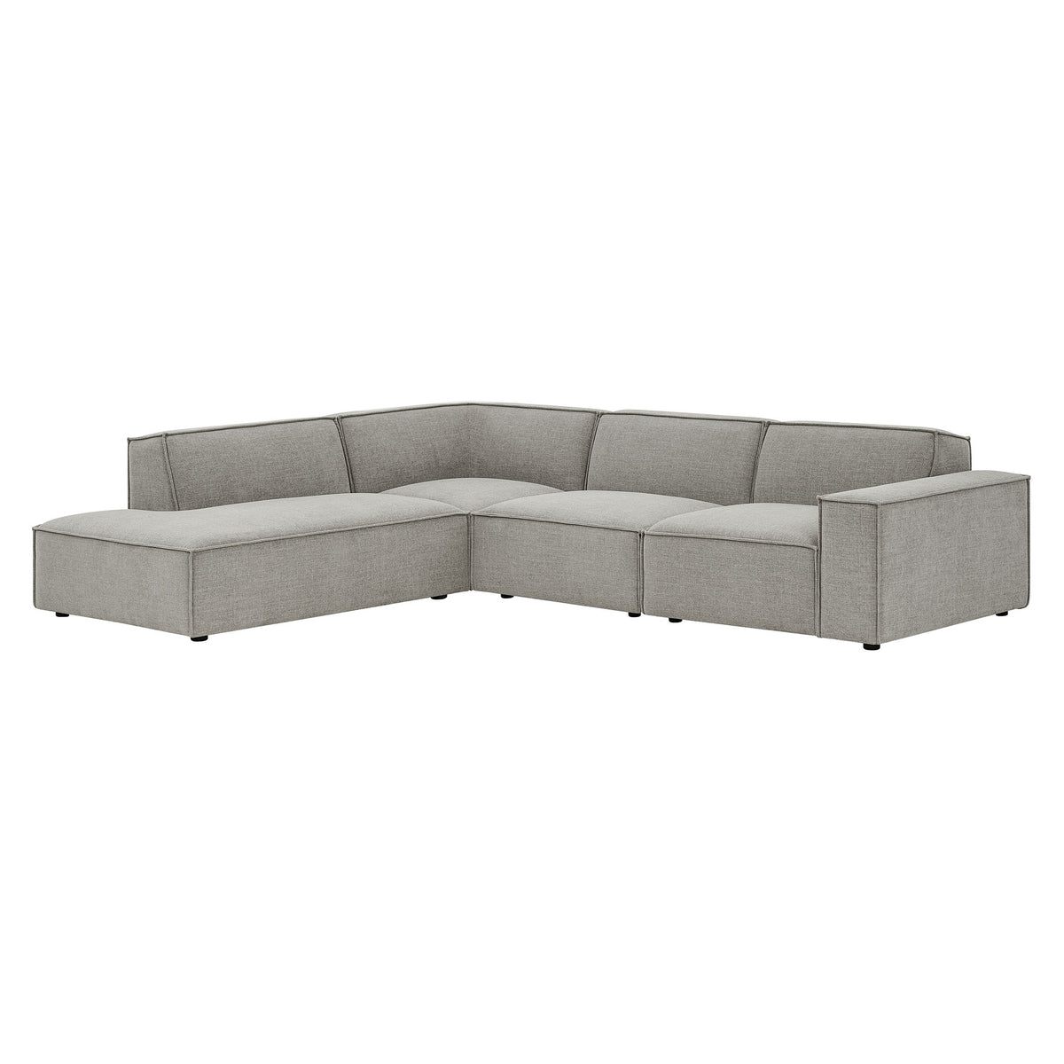 Atlas 4-Piece Performance Fabric Upholstered Modular L-Shaped Sofa in Pewter