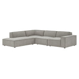 Atlas 4-Piece Performance Fabric Upholstered Modular L-Shaped Sofa in Pewter