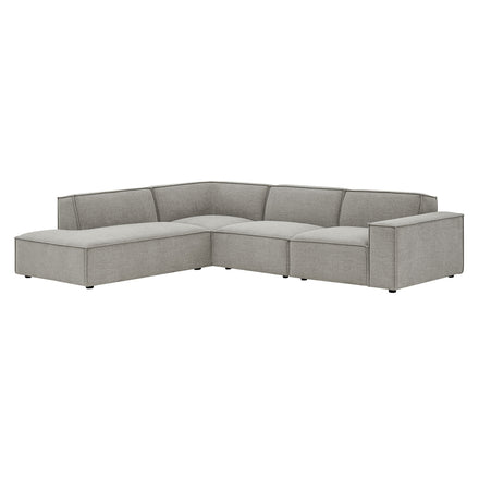Restore 4-Piece Performance Fabric Upholstered Modular L-Shaped Sofa in Pewter