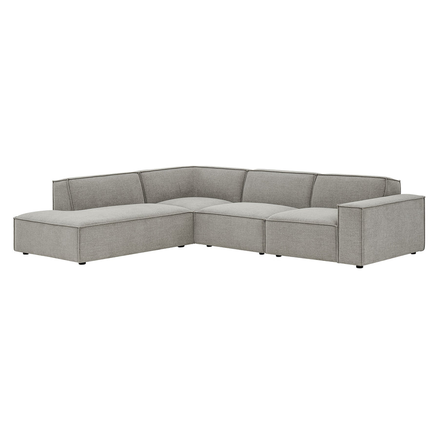 Atlas 4-Piece Performance Fabric Upholstered Modular L-Shaped Sofa in Pewter