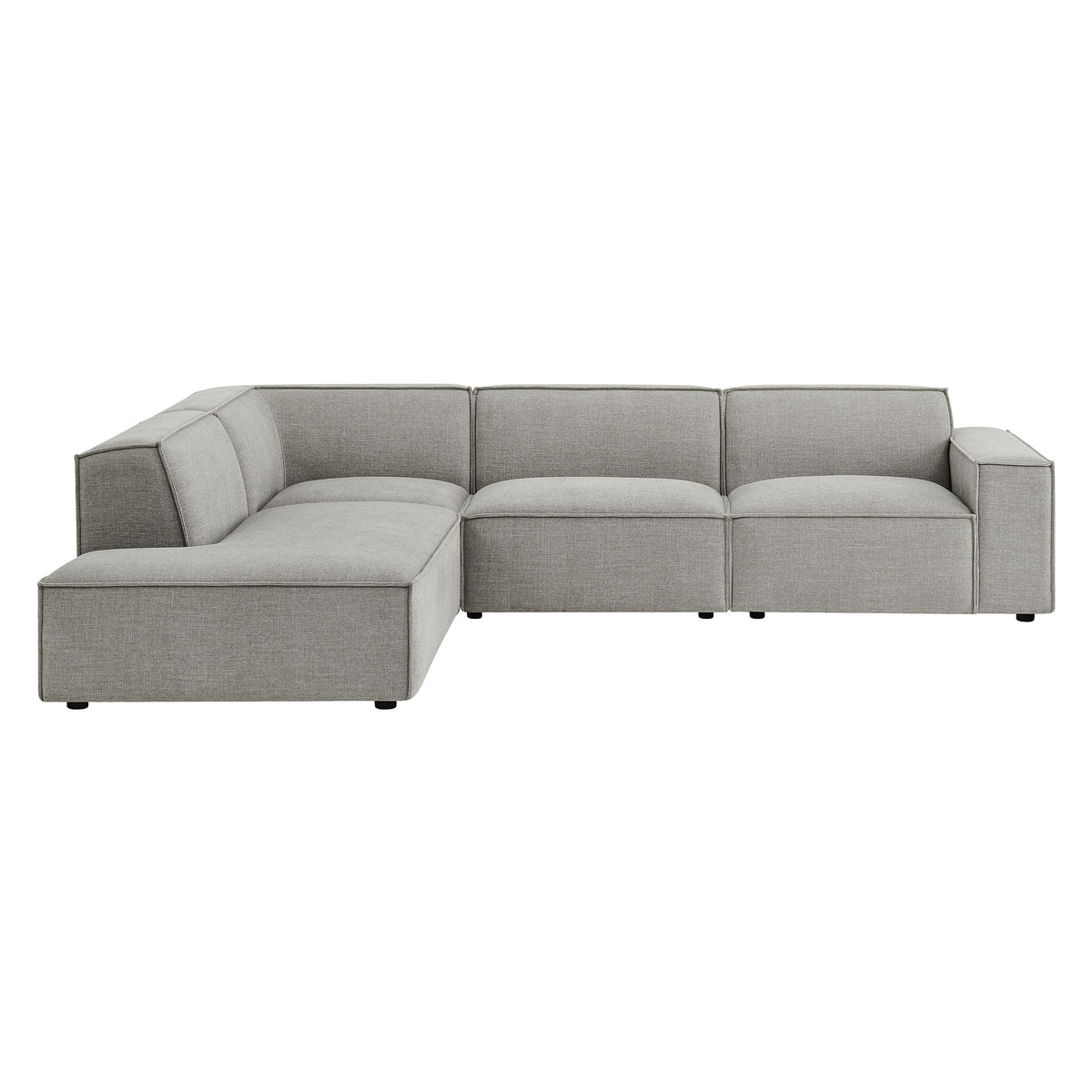 Atlas 4-Piece Performance Fabric Upholstered Modular L-Shaped Sofa in Pewter