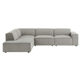 Atlas 4-Piece Performance Fabric Upholstered Modular L-Shaped Sofa in Pewter