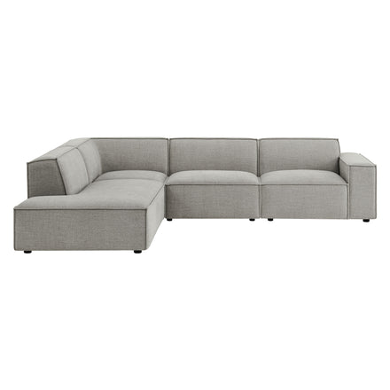 Restore 4-Piece Performance Fabric Upholstered Modular L-Shaped Sofa in Pewter