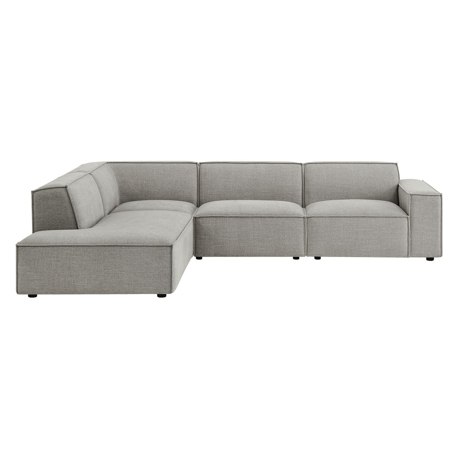 Atlas 4-Piece Performance Fabric Upholstered Modular L-Shaped Sofa in Pewter