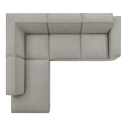 Restore 4-Piece Performance Fabric Upholstered Modular L-Shaped Sofa in Pewter