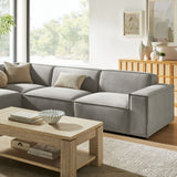 Atlas 4-Piece Performance Fabric Upholstered Modular L-Shaped Sofa in Pewter