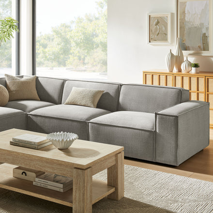 Restore 4-Piece Performance Fabric Upholstered Modular L-Shaped Sofa in Pewter