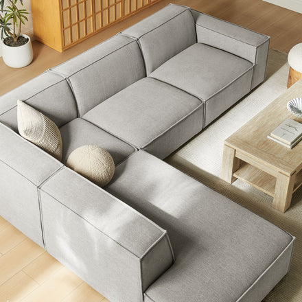 Restore 4-Piece Performance Fabric Upholstered Modular L-Shaped Sofa in Pewter