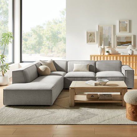 Restore 4-Piece Performance Fabric Upholstered Modular L-Shaped Sofa in Pewter