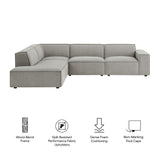Atlas 4-Piece Performance Fabric Upholstered Modular L-Shaped Sofa in Pewter