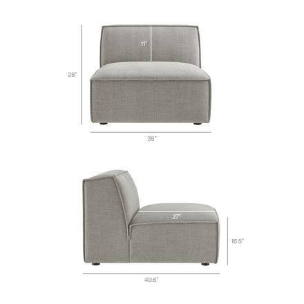 Restore 4-Piece Performance Fabric Upholstered Modular L-Shaped Sofa in Pewter