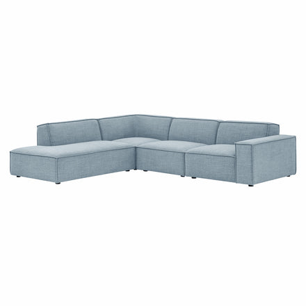 Restore 4-Piece Performance Fabric Upholstered Modular L-Shaped Sofa in Sky