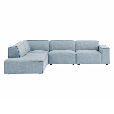 Restore 4-Piece Performance Fabric Upholstered Modular L-Shaped Sofa in Sky