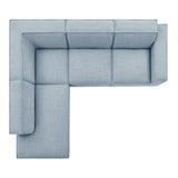 Atlas 4-Piece Performance Fabric Upholstered Modular L-Shaped Sofa in Sky