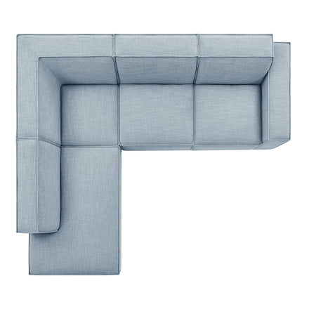 Restore 4-Piece Performance Fabric Upholstered Modular L-Shaped Sofa in Sky