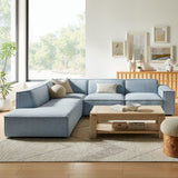 Atlas 4-Piece Performance Fabric Upholstered Modular L-Shaped Sofa in Sky