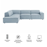 Atlas 4-Piece Performance Fabric Upholstered Modular L-Shaped Sofa in Sky