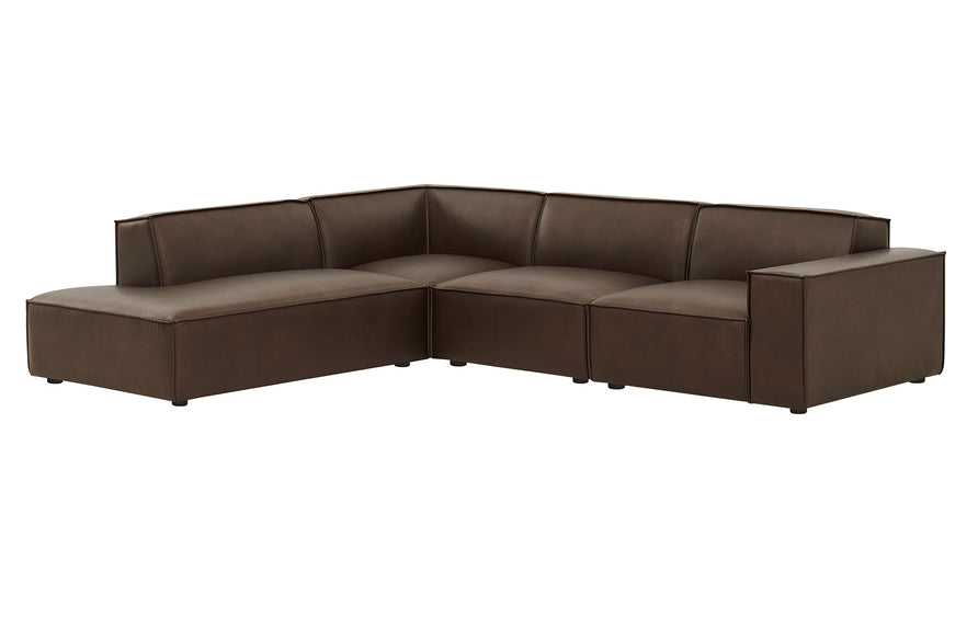 Atlas 4-Piece Vegan Leather Modular L-Shaped Sofa in Espresso