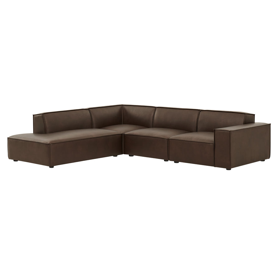 Atlas 4-Piece Vegan Leather Modular L-Shaped Sofa in Espresso