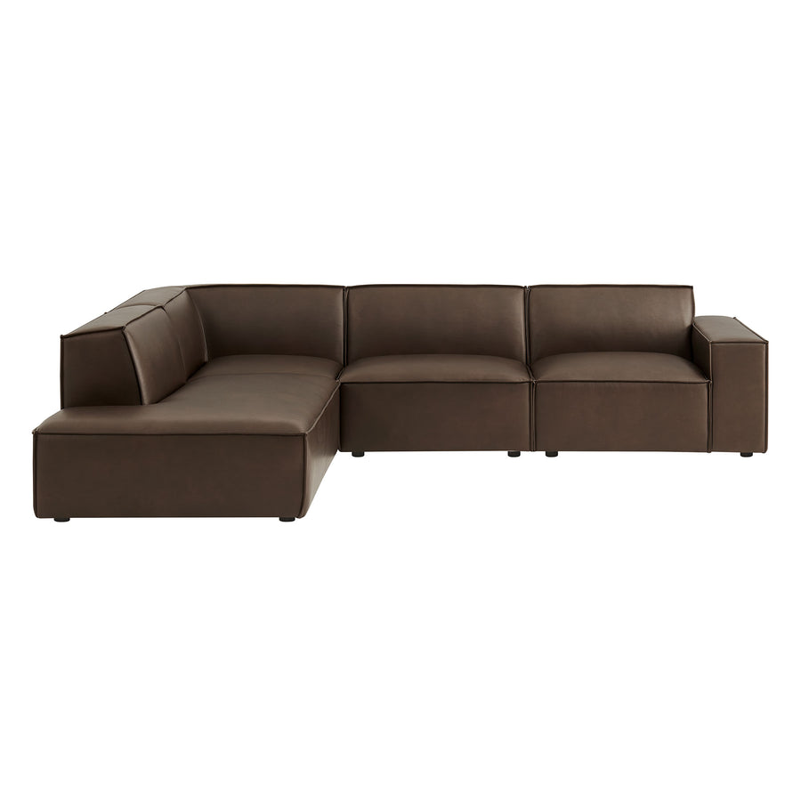 Atlas 4-Piece Vegan Leather Modular L-Shaped Sofa in Espresso