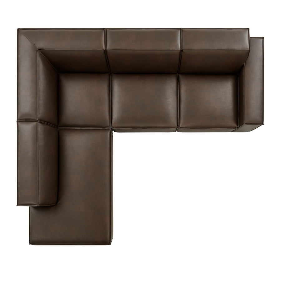 Atlas 4-Piece Vegan Leather Modular L-Shaped Sofa in Espresso