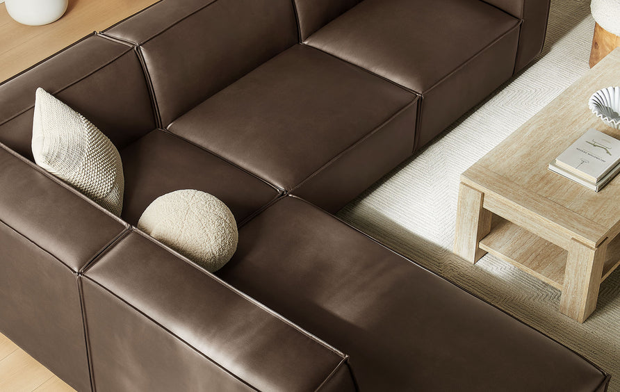 Atlas 4-Piece Vegan Leather Modular L-Shaped Sofa in Espresso