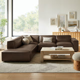 Atlas 4-Piece Vegan Leather Modular L-Shaped Sofa in Espresso