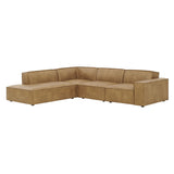 Atlas 4-Piece Vegan Leather Modular L-Shaped Sofa in Toast