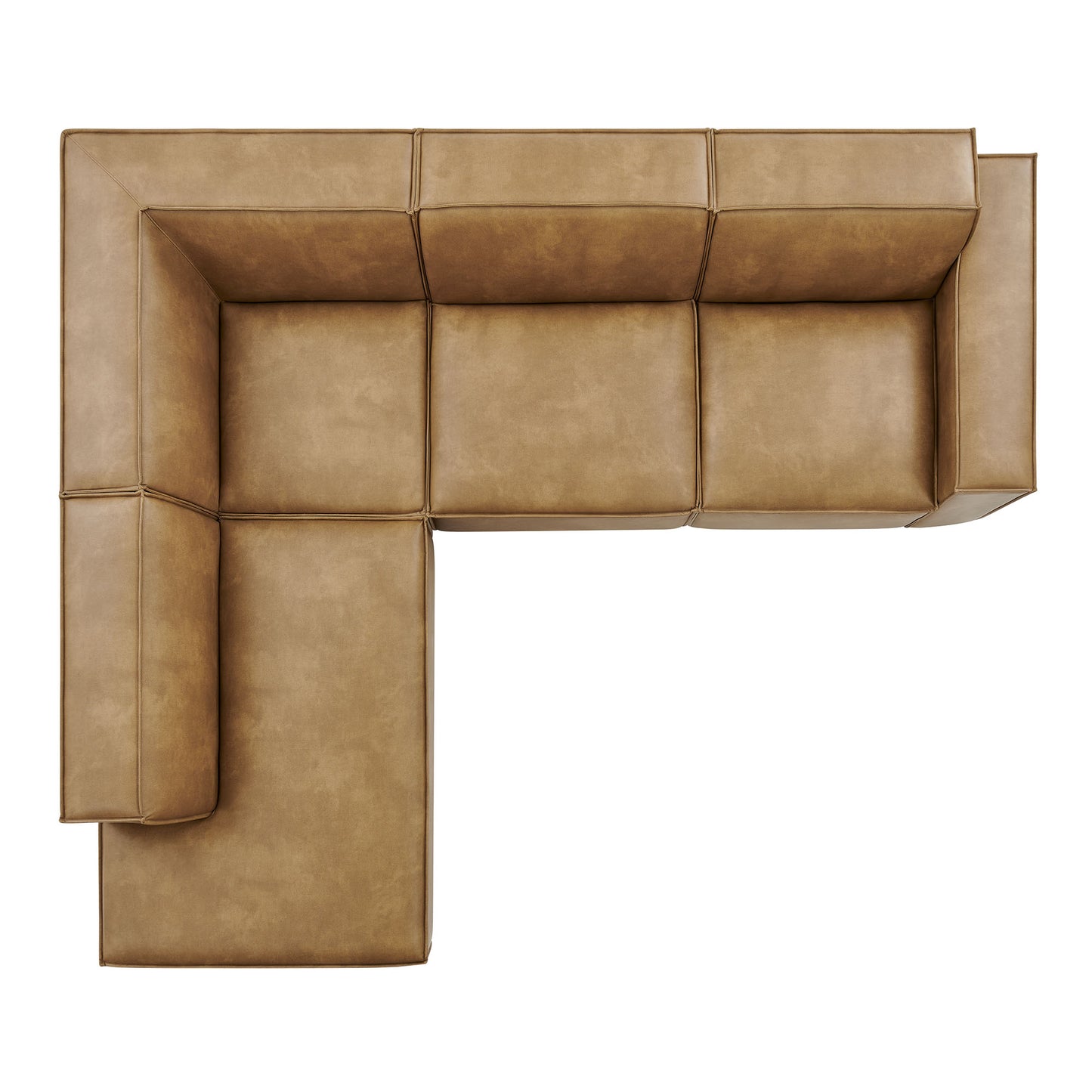 Atlas 4-Piece Vegan Leather Modular L-Shaped Sofa in Toast