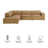 Atlas 4-Piece Vegan Leather Modular L-Shaped Sofa in Toast