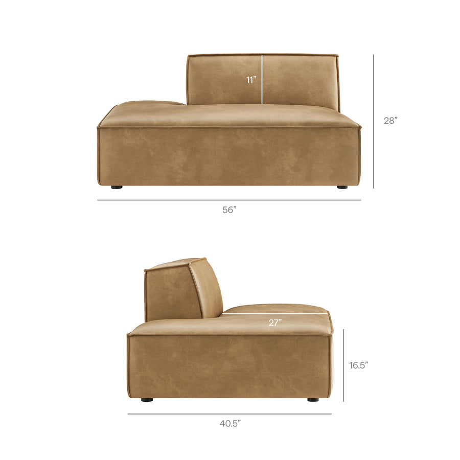 Atlas 4-Piece Vegan Leather Modular L-Shaped Sofa in Toast