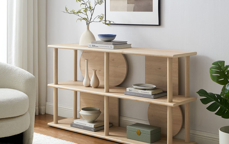 Nusnas 55 Inch Console Table in Light Oak