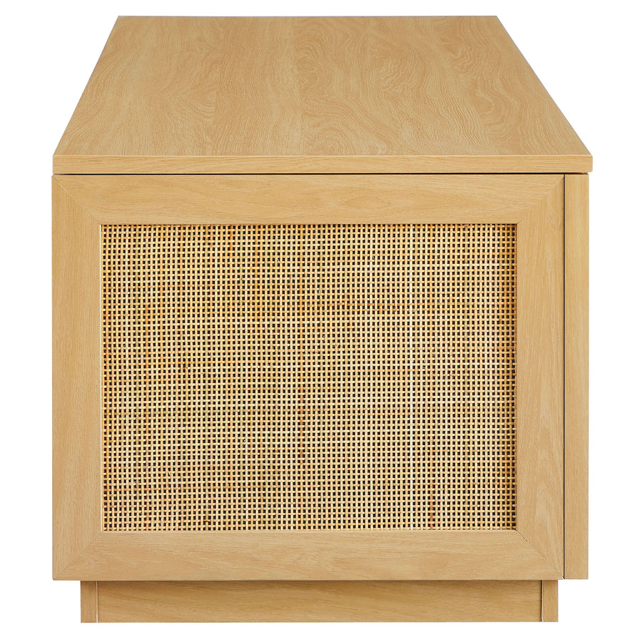 Wren 47" Rattan Storage Bench in Oak