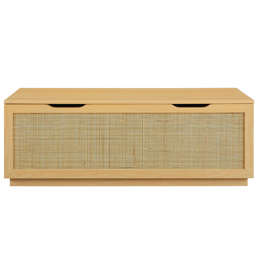 Wren 47" Rattan Storage Bench in Oak