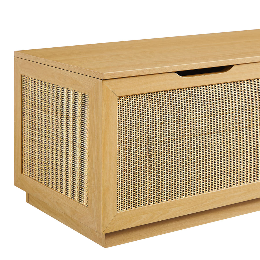 Wren 47" Rattan Storage Bench in Oak
