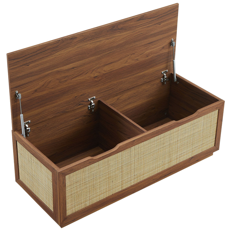 Wren 47" Rattan Storage Bench in Walnut