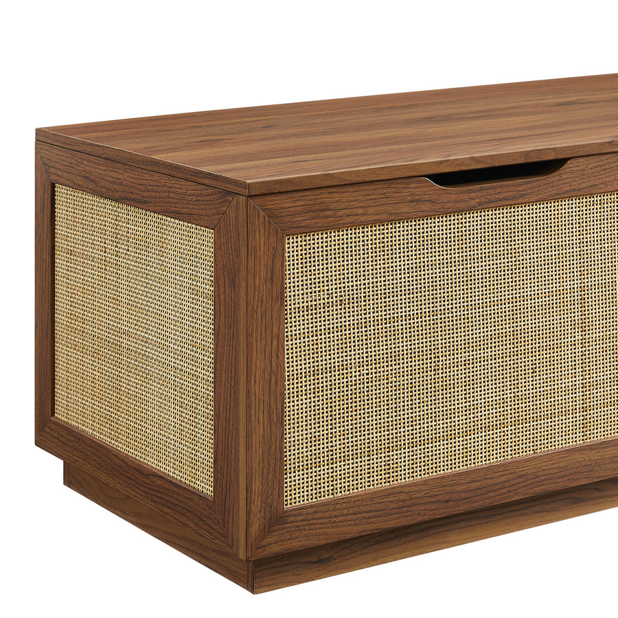 Wren 47" Rattan Storage Bench in Walnut
