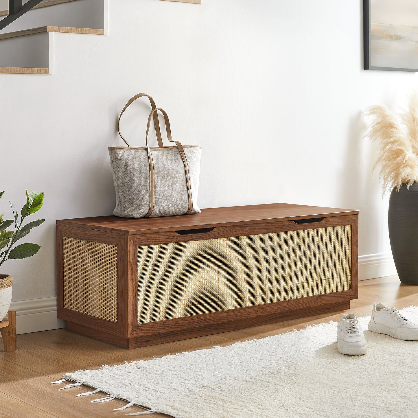 Soma 47" Rattan Storage Bench by Furniture For America