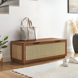 Wren 47" Rattan Storage Bench in Walnut