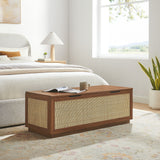 Wren 47" Rattan Storage Bench in Walnut
