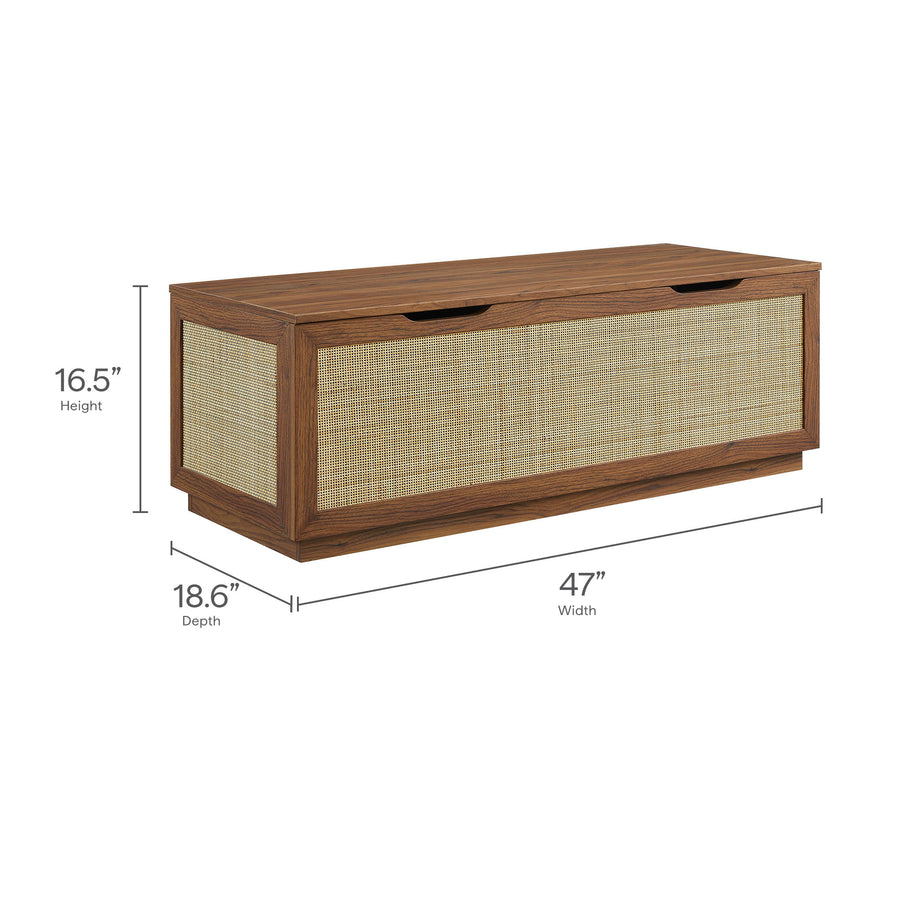 Wren 47" Rattan Storage Bench in Walnut