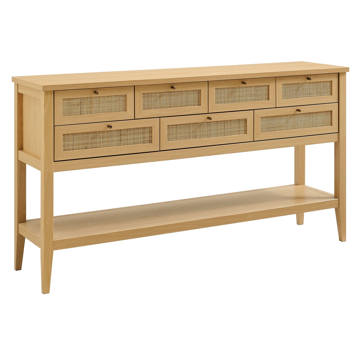 Wren 62 Inch Rattan Console Table in Oak