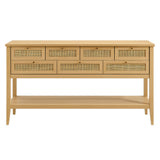 Wren 62 Inch Rattan Console Table in Oak