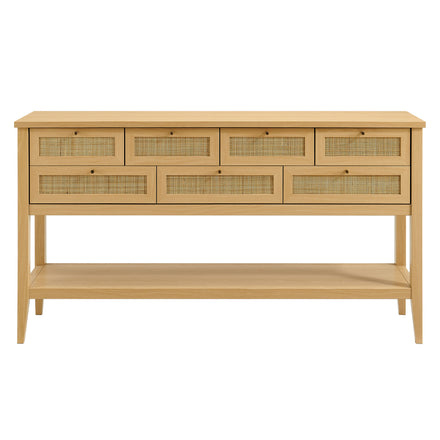 Soma 62 Inch Rattan Console Table in Oak