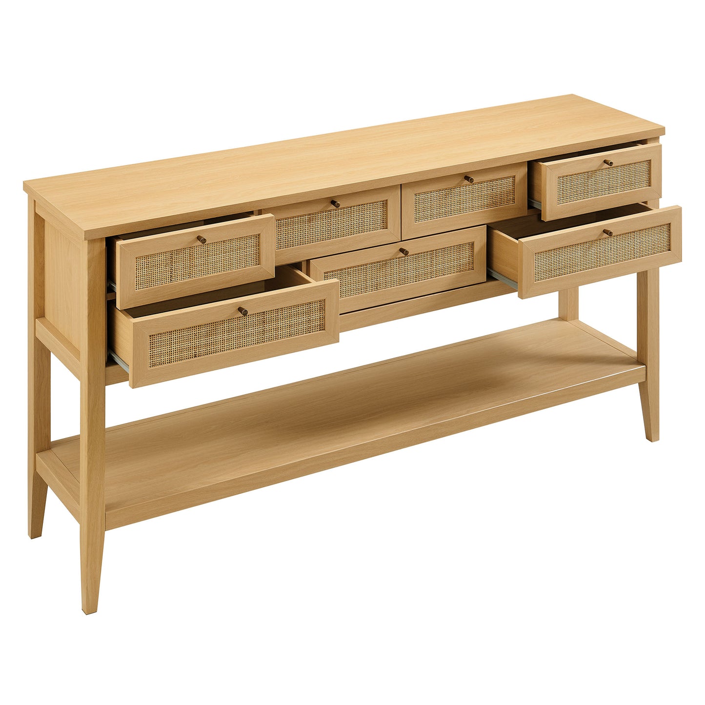 Wren 62 Inch Rattan Console Table in Oak