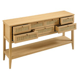 Wren 62 Inch Rattan Console Table in Oak