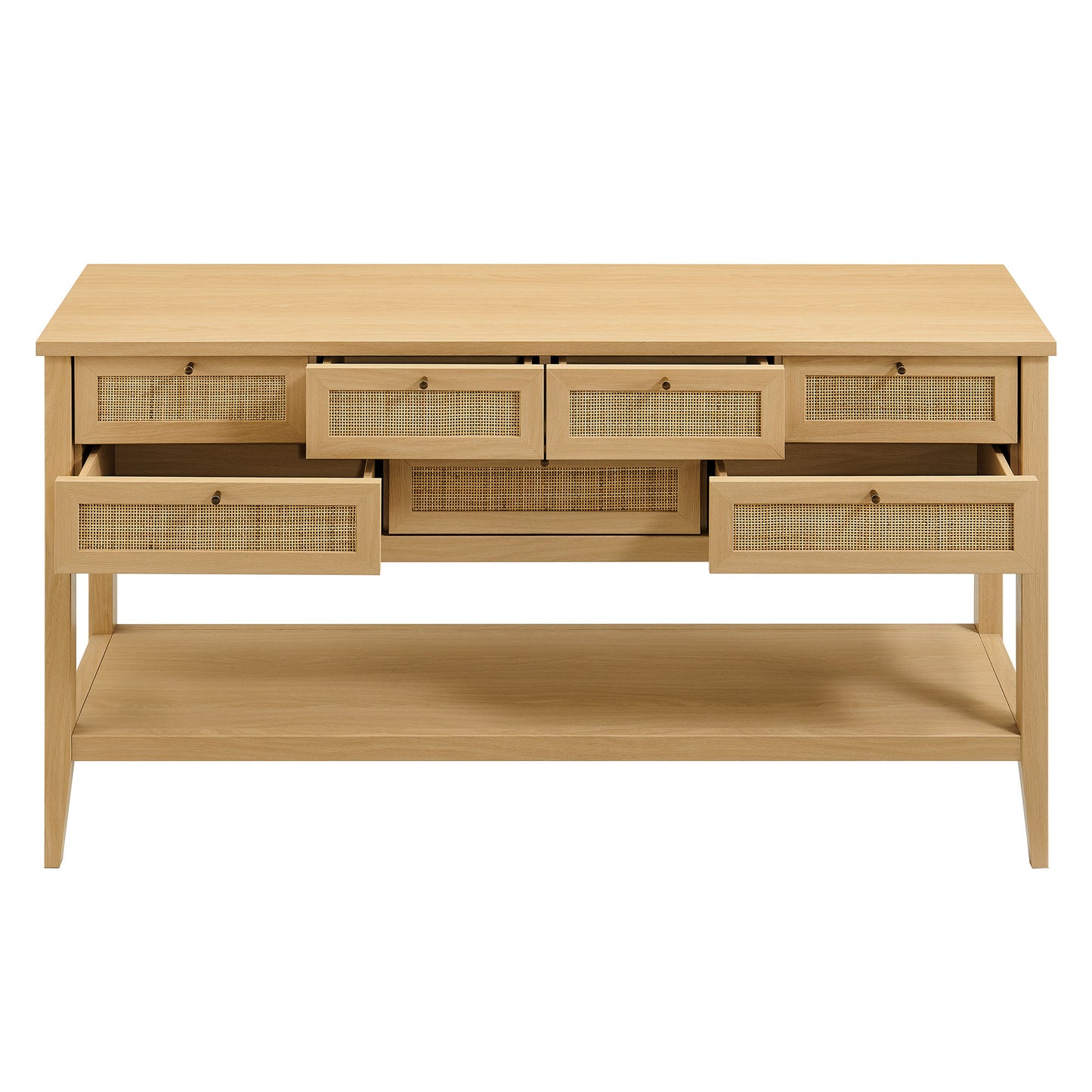 Wren 62 Inch Rattan Console Table in Oak